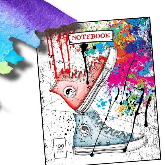 NOTEBOOK 100 PAGES, GLOSSY FINISH, Size : 8.0” x 10.0”, Paperback Cover. - Picture 1 of 5